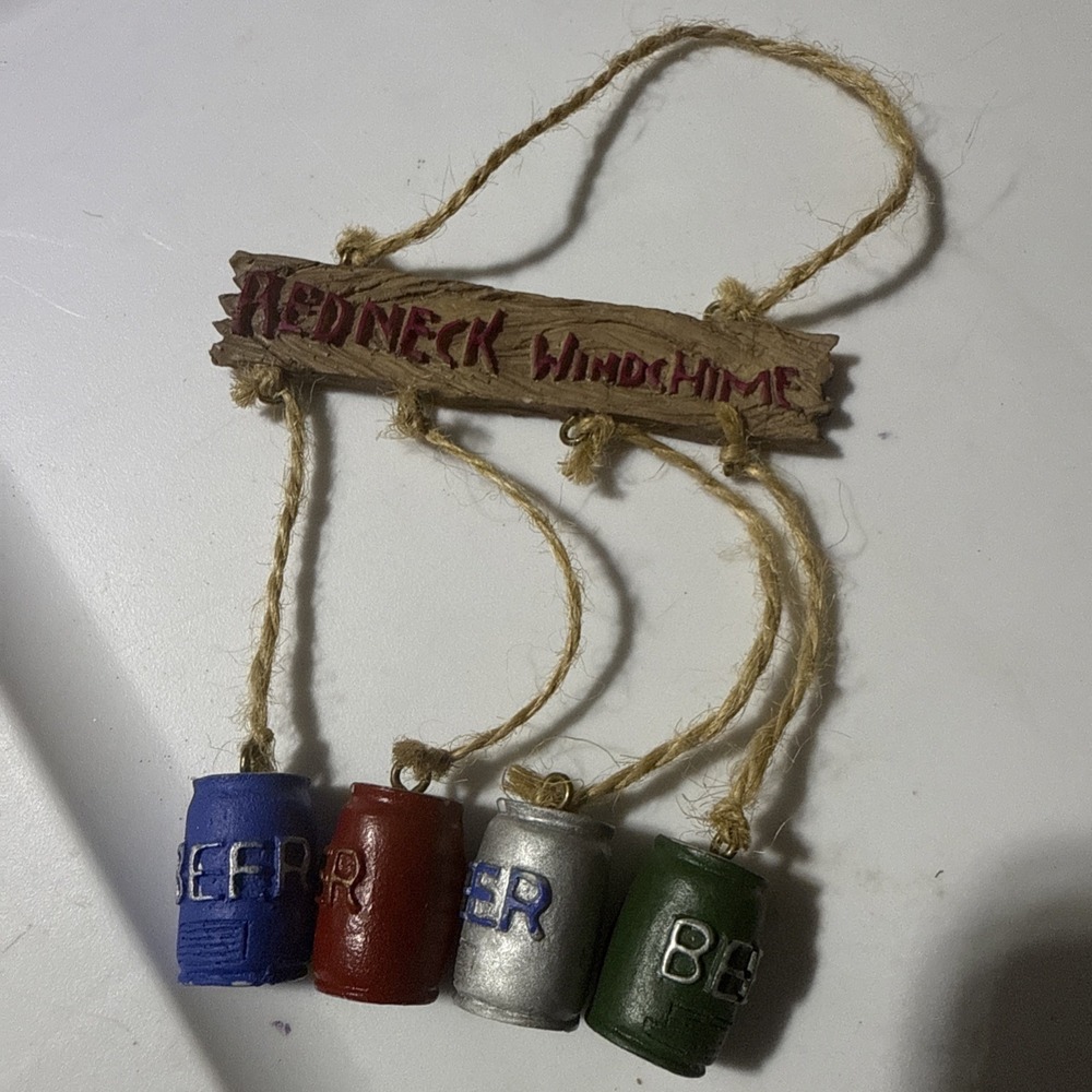 Redneck Wind chimes wooden Ornaments with‎ beer and bean painted cans